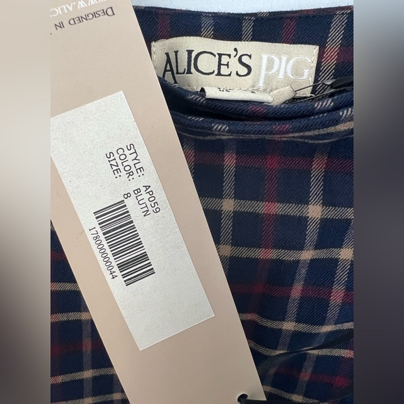 Alice’s Pig Plaid Pencil Skirt - Tartan Red, Navy and Cream with front pleat - Picture 5 of 8